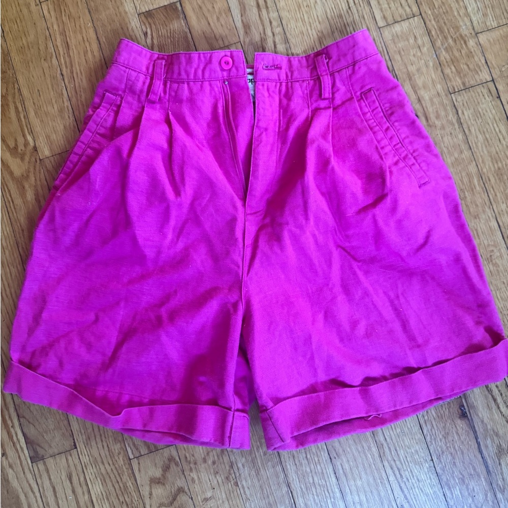 Linen blend pink trouser shorts